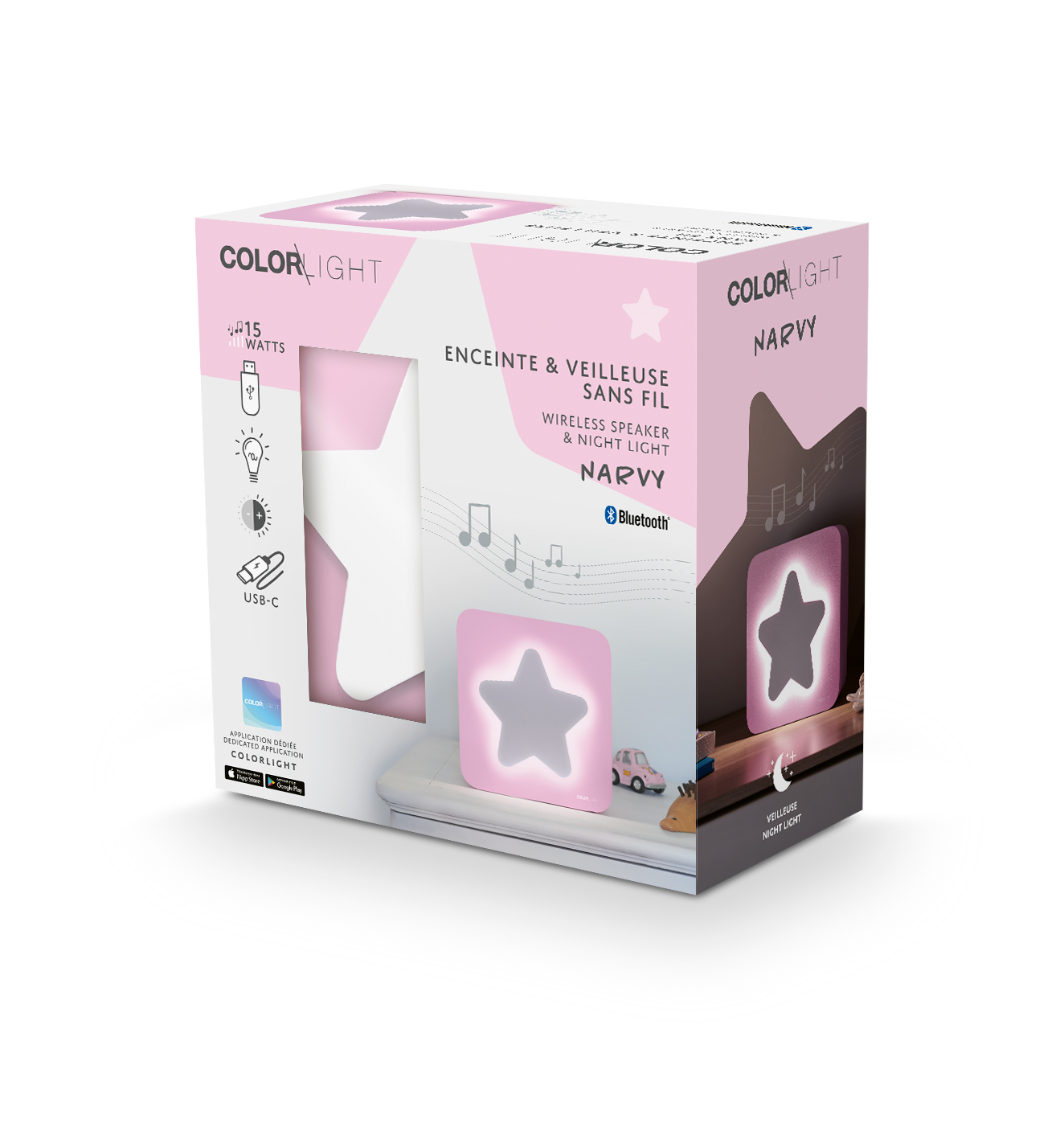 Decorative luminous speaker & night light CBLNEONOSTARM Colorlight Bigben EN Bigben