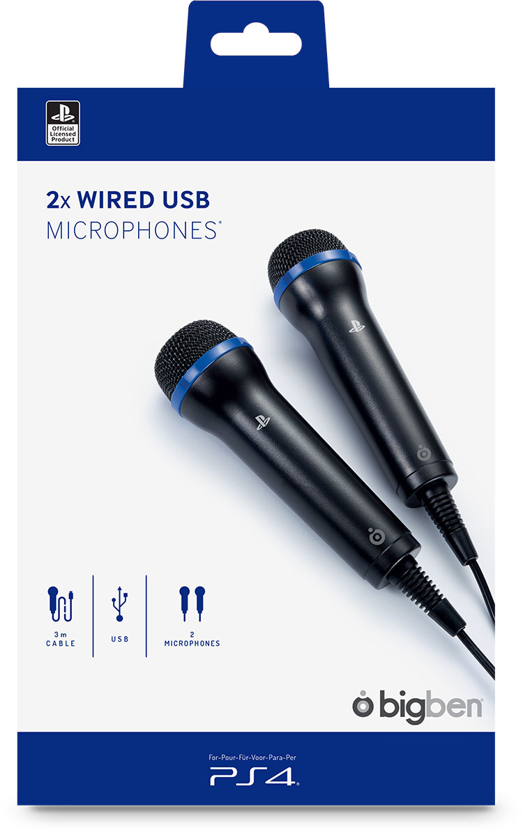 Set of 2x wired USB microphone for PS4® Bigben EN Audio Gaming